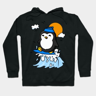 Penguin Surfing Funny Hoodie